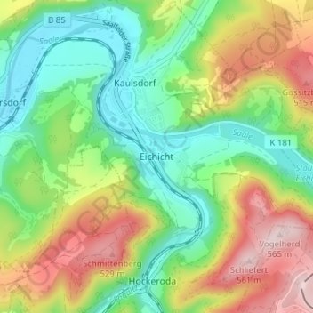 Topografische kaart Eichicht, hoogte, reliëf