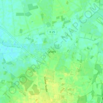 Topografische kaart Graes, hoogte, reliëf