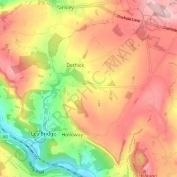 Topografische kaart Lea, hoogte, reliëf