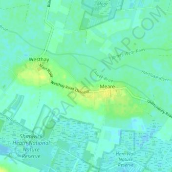 Topografische kaart Oxenpill, hoogte, reliëf