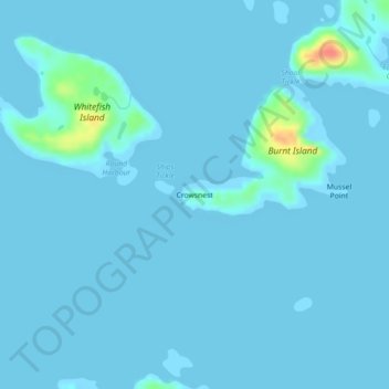 Topografische kaart Crowsnest, hoogte, reliëf