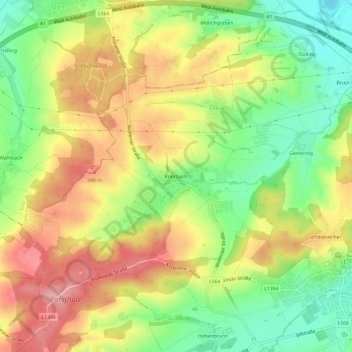 Topografische kaart Rohrbach, hoogte, reliëf