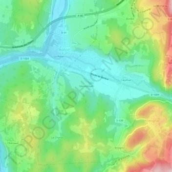 Topografische kaart Menestruel, hoogte, reliëf