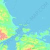Topografische kaart Newfoundland Island, hoogte, reliëf