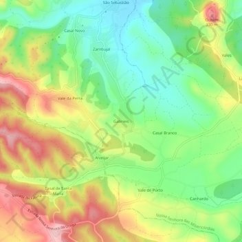 Topografische kaart Gabrieis, hoogte, reliëf