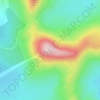 Topografische kaart Knocknacusha, hoogte, reliëf