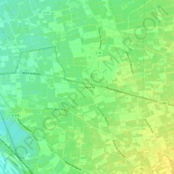Topografische kaart Les Vignères, hoogte, reliëf