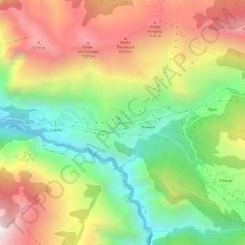Topografische kaart Linares, hoogte, reliëf