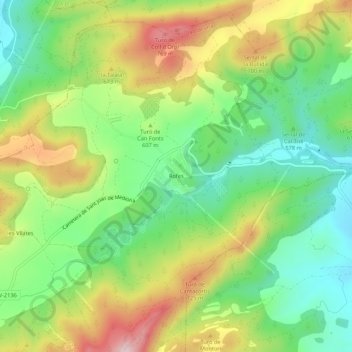 Topografische kaart Rofes, hoogte, reliëf