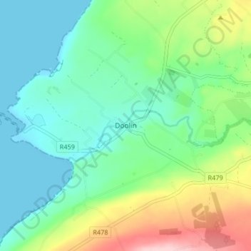 Topografische kaart Doolin, hoogte, reliëf