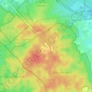 Topografische kaart Drie, hoogte, reliëf