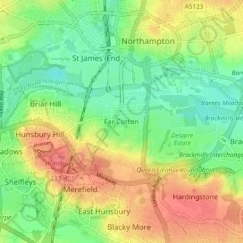 Topografische kaart Far Cotton, hoogte, reliëf
