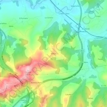 Topografische kaart Molledo, hoogte, reliëf