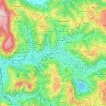 Topografische kaart La Vitarelle, hoogte, reliëf