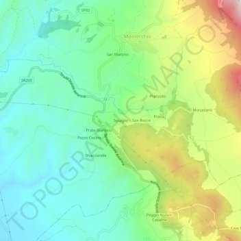 Topografische kaart Tenaglie, hoogte, reliëf