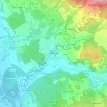 Topografische kaart Altenbeuren, hoogte, reliëf