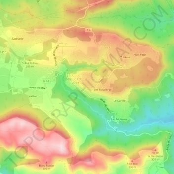 Topografische kaart Rayol, hoogte, reliëf