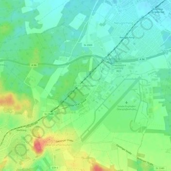 Topografische kaart Weichselbaum, hoogte, reliëf