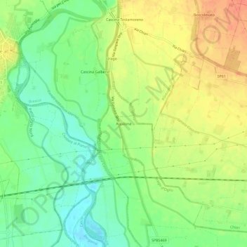 Topografische kaart Aquilone, hoogte, reliëf