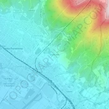 Topografische kaart Quinto Alto, hoogte, reliëf
