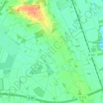 Topografische kaart Ahlde, hoogte, reliëf