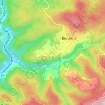 Topografische kaart Niedereich, hoogte, reliëf