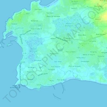 Topografische kaart Kerligristic, hoogte, reliëf
