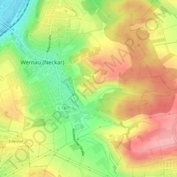 Topografische kaart Sulz, hoogte, reliëf