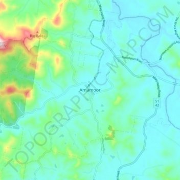 Topografische kaart Amamoor, hoogte, reliëf