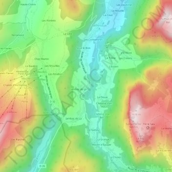 Topografische kaart Sur le Saix, hoogte, reliëf