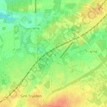 Topografische kaart Melveren, hoogte, reliëf
