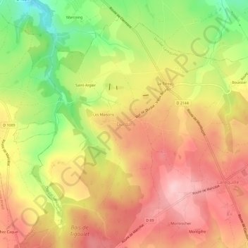 Topografische kaart Durdat, hoogte, reliëf