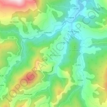 Topografische kaart Lombraña, hoogte, reliëf