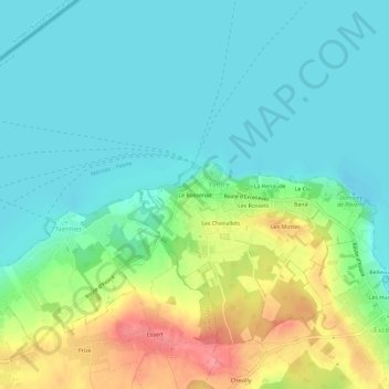 Topografische kaart Le Bossenaz, hoogte, reliëf