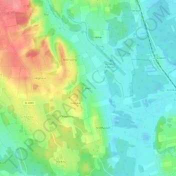 Topografische kaart Bach, hoogte, reliëf