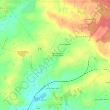 Topografische kaart Froid Fonds, hoogte, reliëf