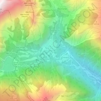 Topografische kaart Antronapiana, hoogte, reliëf