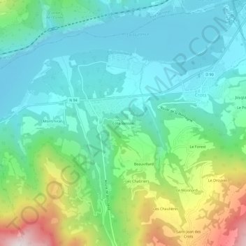 Topografische kaart Côte Besson, hoogte, reliëf