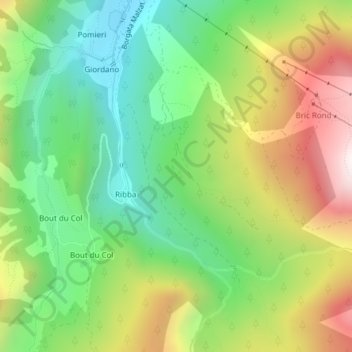 Topografische kaart Miande Lausarot, hoogte, reliëf