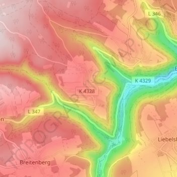 Topografische kaart Schmieh, hoogte, reliëf