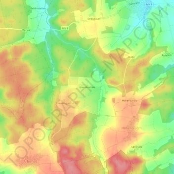Topografische kaart Brandstetten, hoogte, reliëf