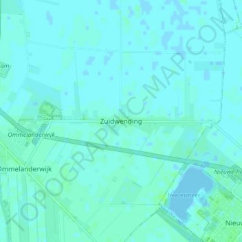 Topografische kaart Zuidwending, hoogte, reliëf