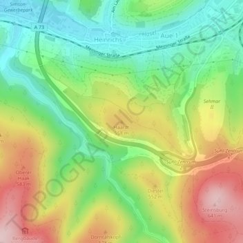 Topografische kaart Haardt, hoogte, reliëf