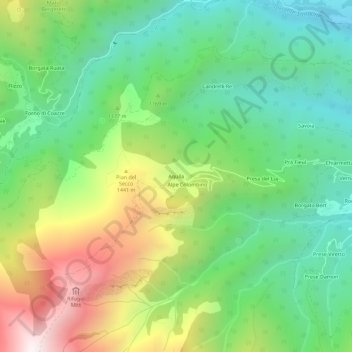 Topografische kaart Aquila, hoogte, reliëf