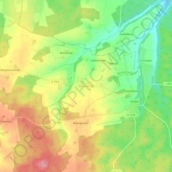 Topografische kaart Steinental, hoogte, reliëf