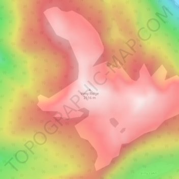 Topografische kaart Vimy Ridge, hoogte, reliëf