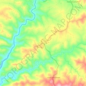 Topografische kaart Cegonhas, hoogte, reliëf