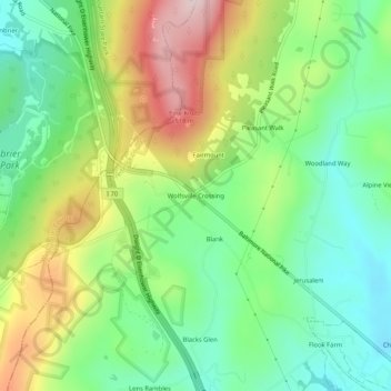 Topografische kaart Wolfsville Crossing, hoogte, reliëf