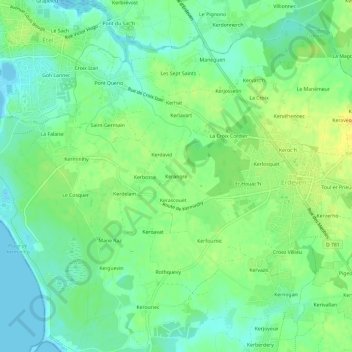 Topografische kaart Kerangre, hoogte, reliëf