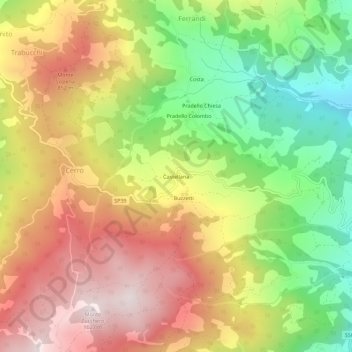 Topografische kaart Castellana, hoogte, reliëf